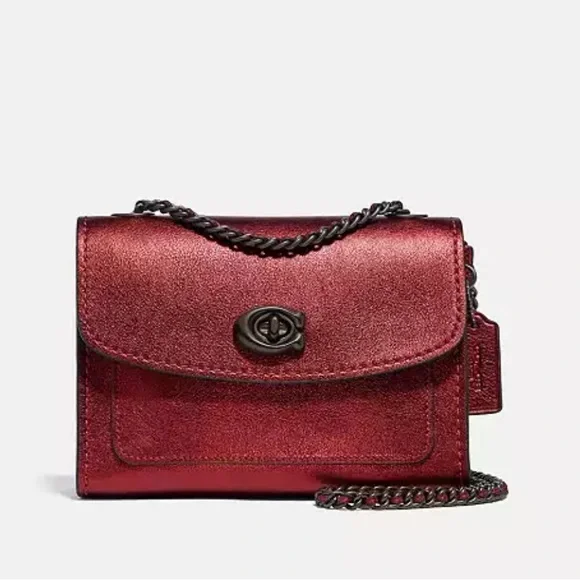Coach Parker Handbag in Metallic Red Leather